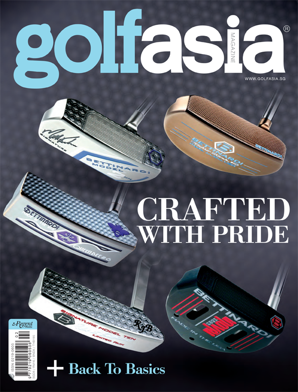 Présentation du magazine Golf Asia qui présente la game Bettinardi, composants vendus et mis aux mesures par QUEVA Clubfitting.